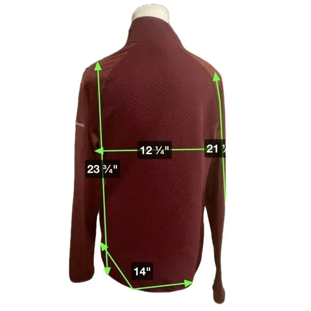 Columbia Maroon Athletic  Full Zip Jacket Zip Pocket Long‎ Sleeve Womens Large